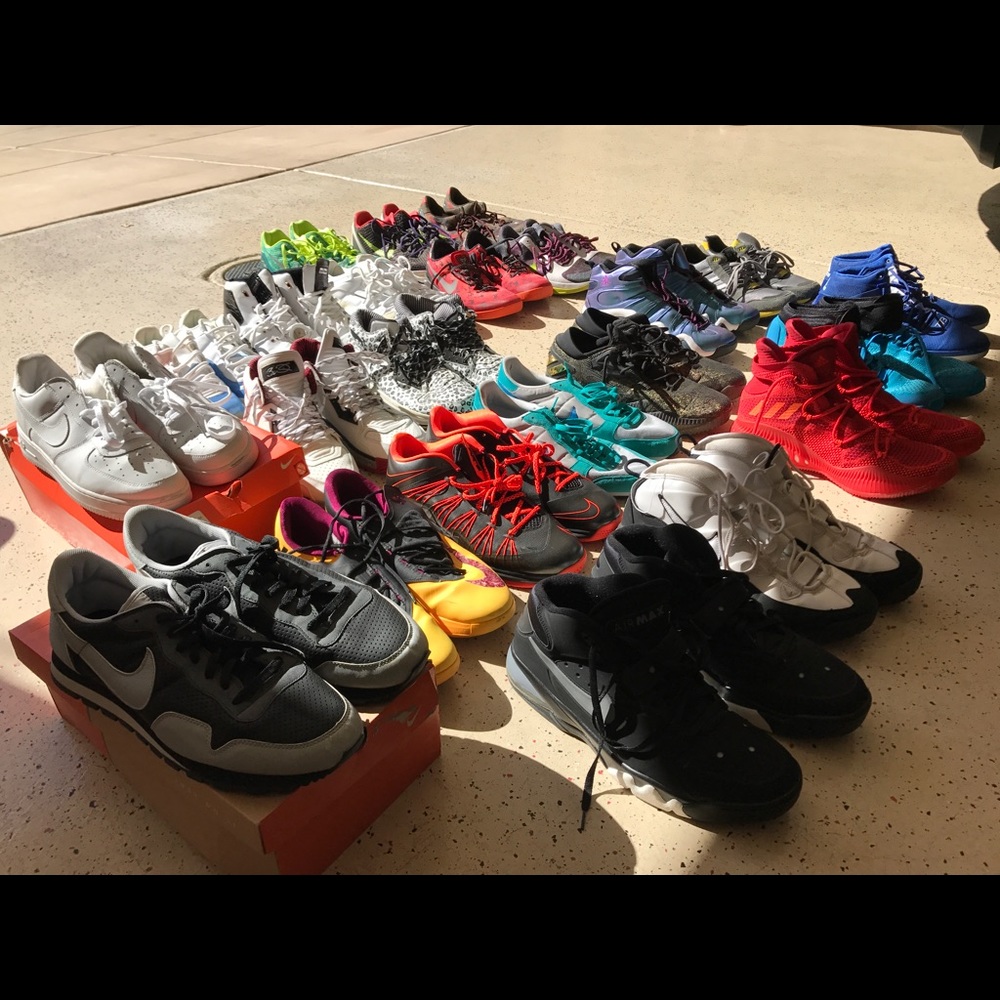 Men's shoes size 14-15. Some never worn.